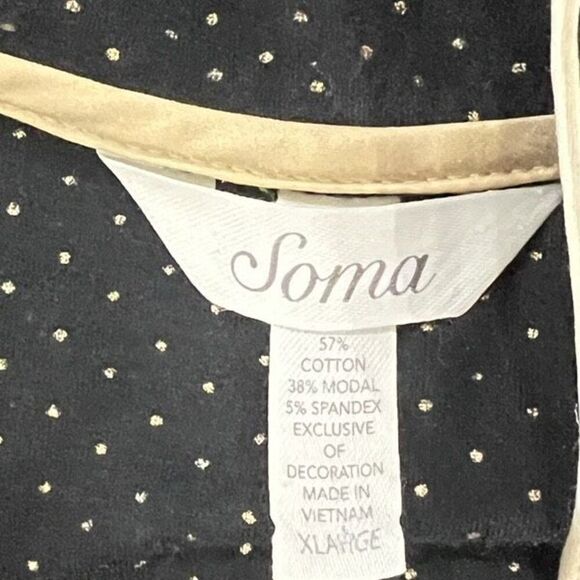 Soma Black Polka Dot Long Sleeve Pajama Top Size XL - Picture 3 of 3